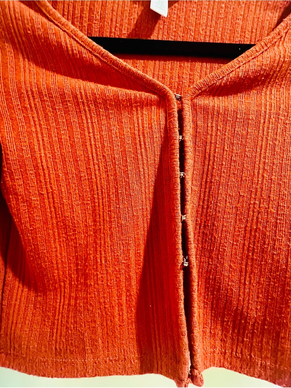 H&M Ribbed Cropped Cardigan With Hook-Front Closure - Picture 3 of 5